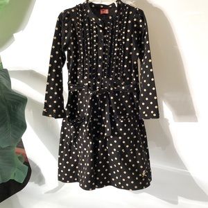No Added Sugar polkadot dress black & Tan size 6-7 NEW